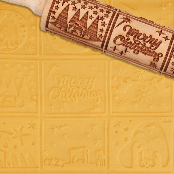 Christmas Nativity Embossed Rolling Pin for Holiday Cookies & Pastries‎ - Picture 7 of 8